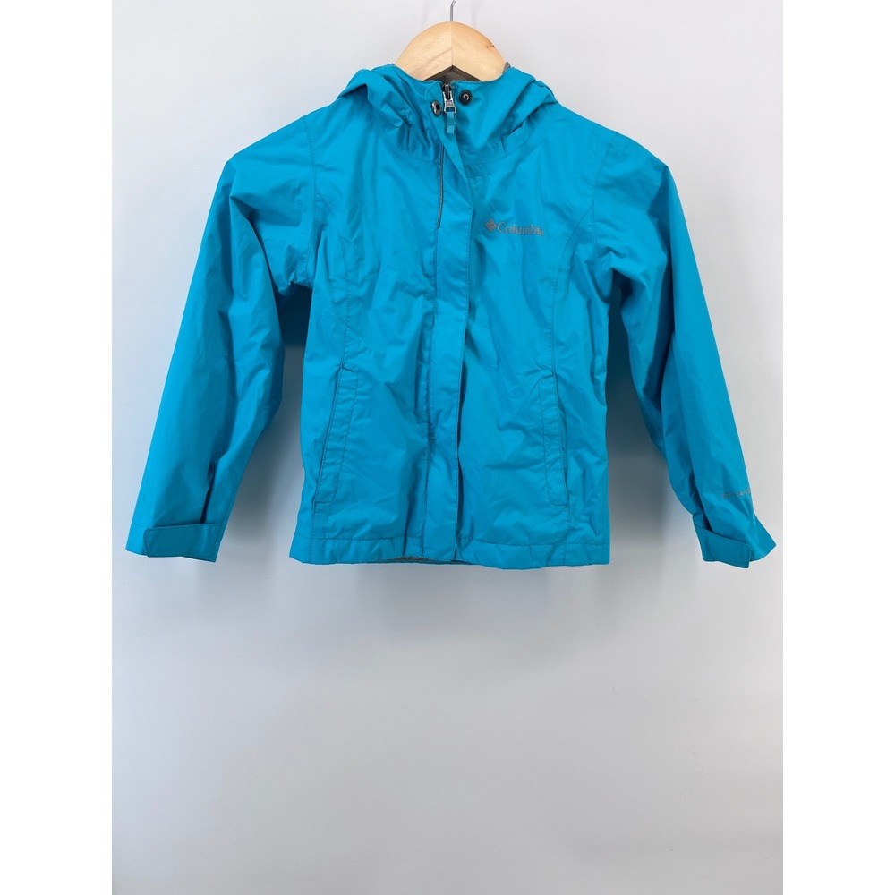 Columbia Kids Blue Hooded Rain Jacket Windbreaker XS 6/6X RG2122